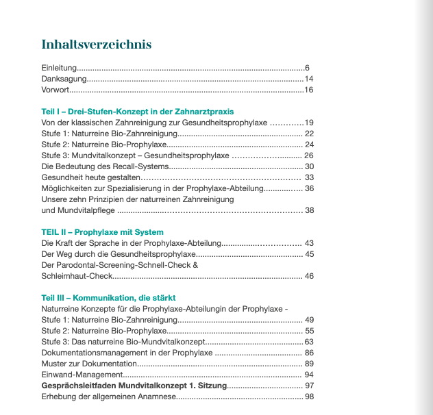 Handbuch: Von der Zahnreinigung  bis zu den Mundvitalkonzepten